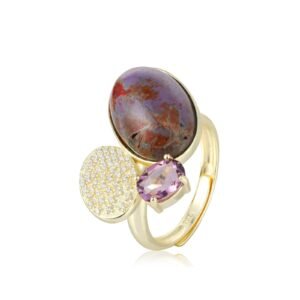 Elegant Gold Ring with Natural Purple Stone