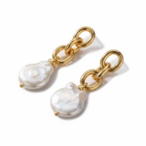 Elegant Gold Loops with Natural Pearl