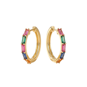 Elegant Gold Hoops with a Colorful Twist