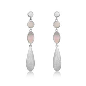 Silver Drop Earrings with Natural Stones