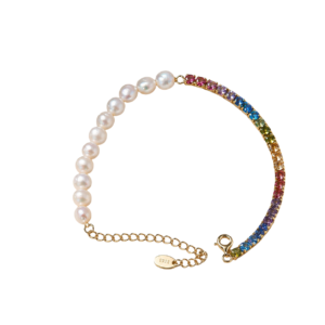 Colorful Tennis & Pearl Bracelet