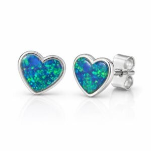 Opal Colored Heart Studs