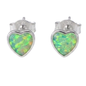 Opal Colored Heart Studs - Multicolor Opal