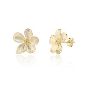 Brushed Gold Flower Studs