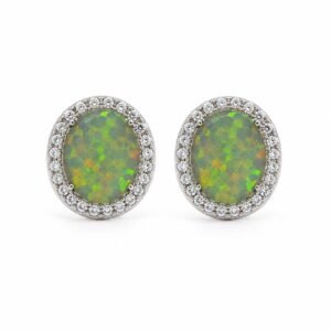 White Opal Colored Halo Studs