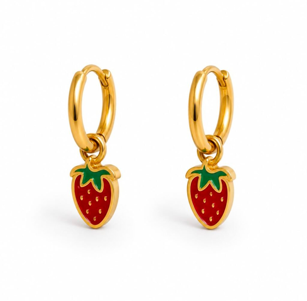 Gold-Plated Strawberry Earrings | Cute & Trendy Jewelry