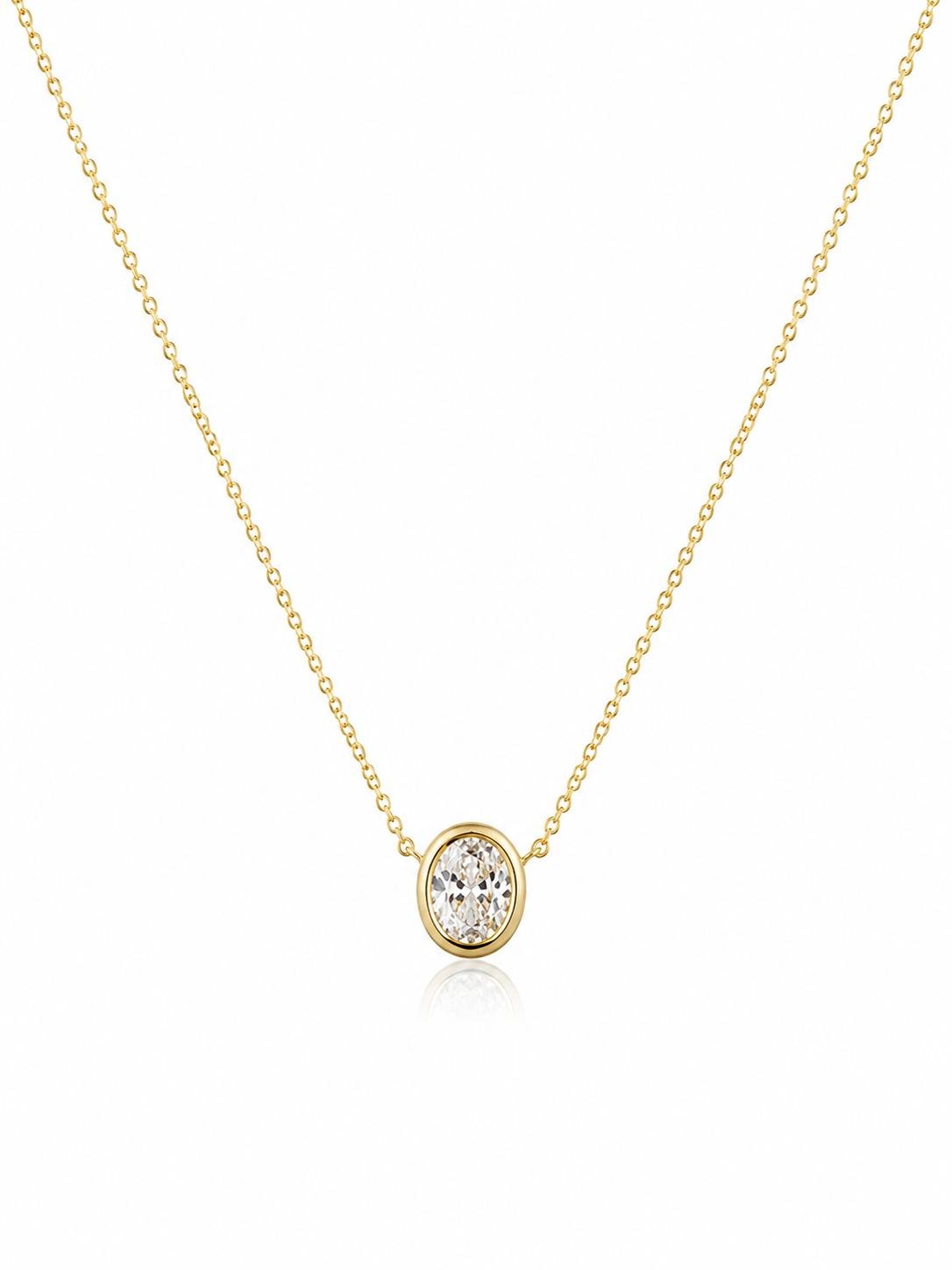 925 Sterling Silver Gold-Dipped Pendant Necklace | Elegant Crystal Statement Jewelry - Image 4