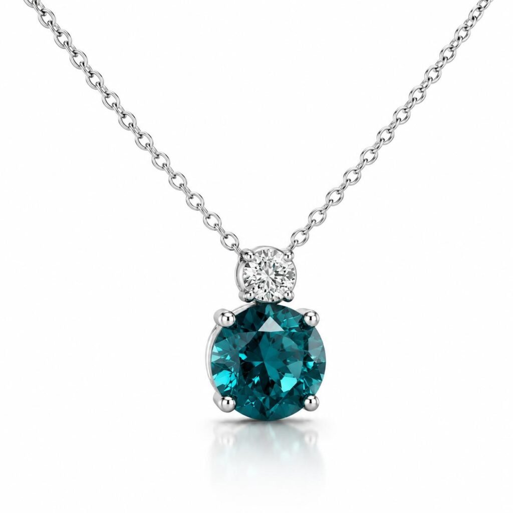 925 Silver Double Stone Pendant Necklace | Blue, Turquoise & Pink