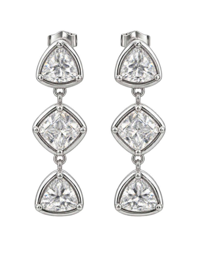 Triple-Stone Drop Earrings | 925 Silver Dipped in Gold