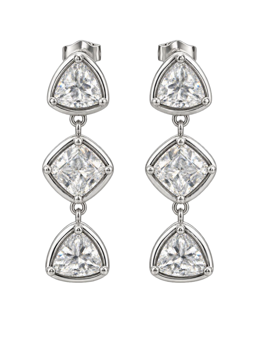 Triple-Stone Drop Earrings | 925 Silver Dipped in Gold