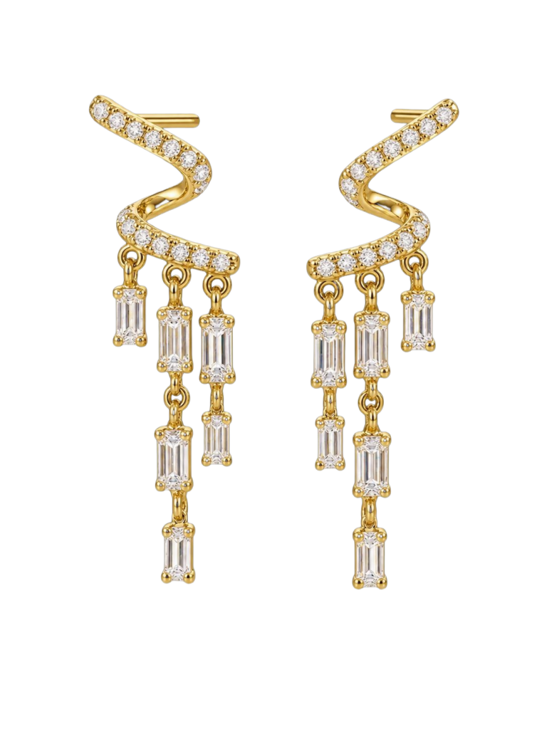 925 Silver Gold-Dipped Drop Earrings | Crystal Statement Jewelry