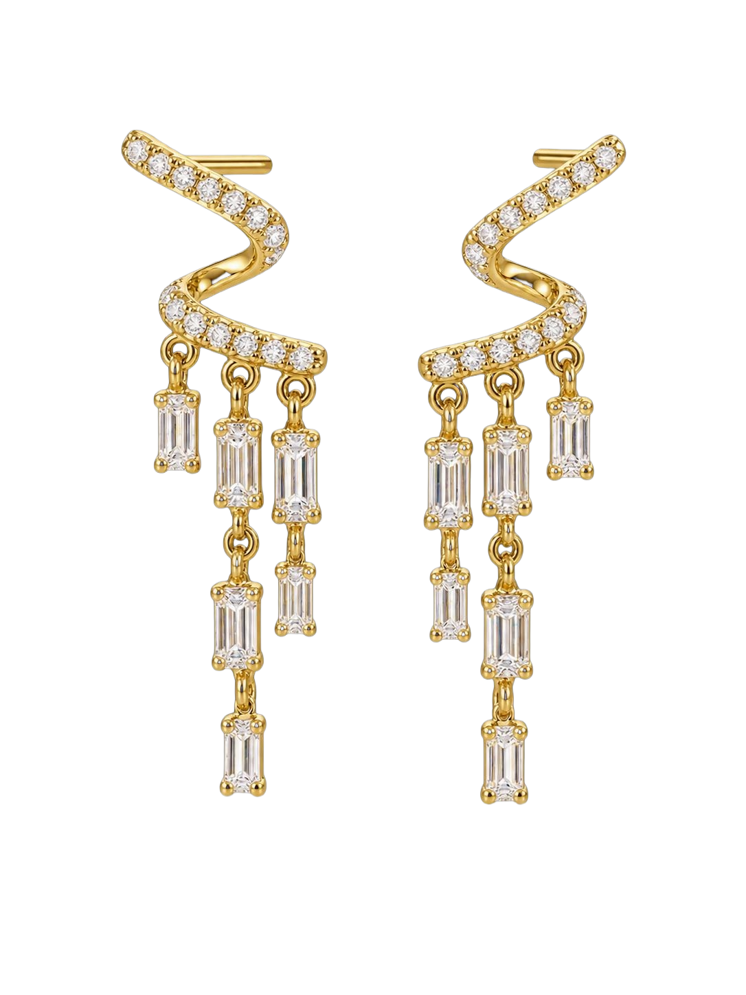 925 Silver Gold-Dipped Drop Earrings | Crystal Statement Jewelry