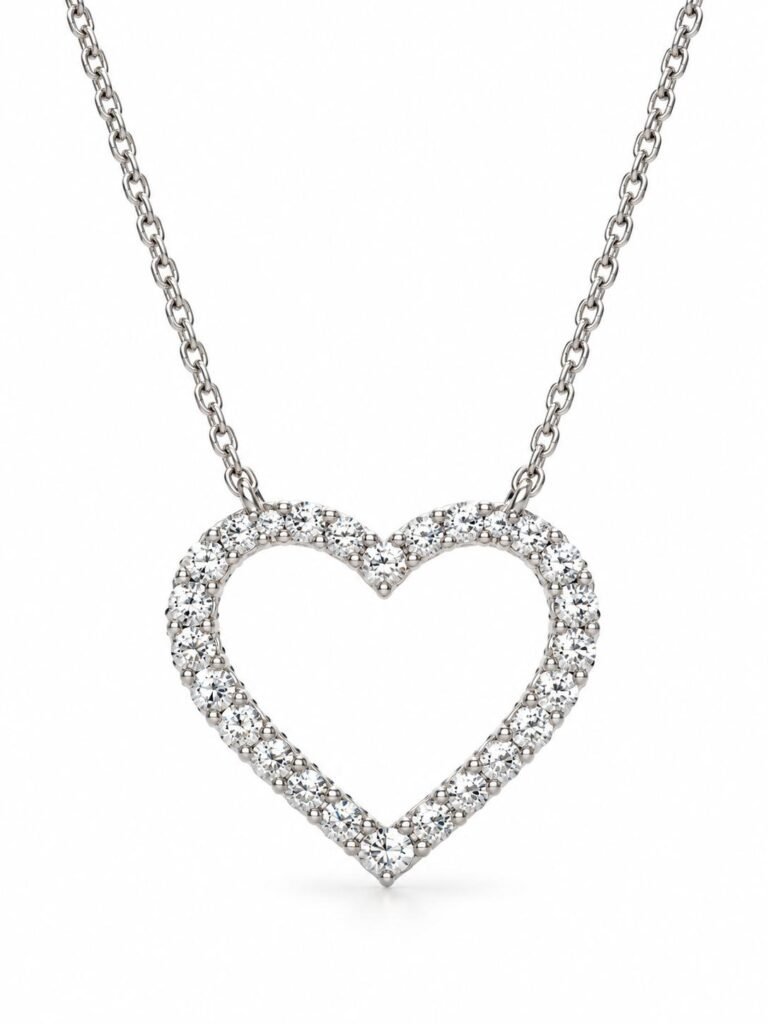 Heart-Shaped Crystal Necklace – 925 Silver Dipped in Gold