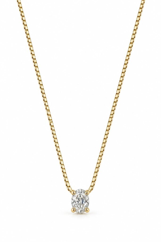 Gold-Dipped 925 Sterling Silver Solitaire Necklace