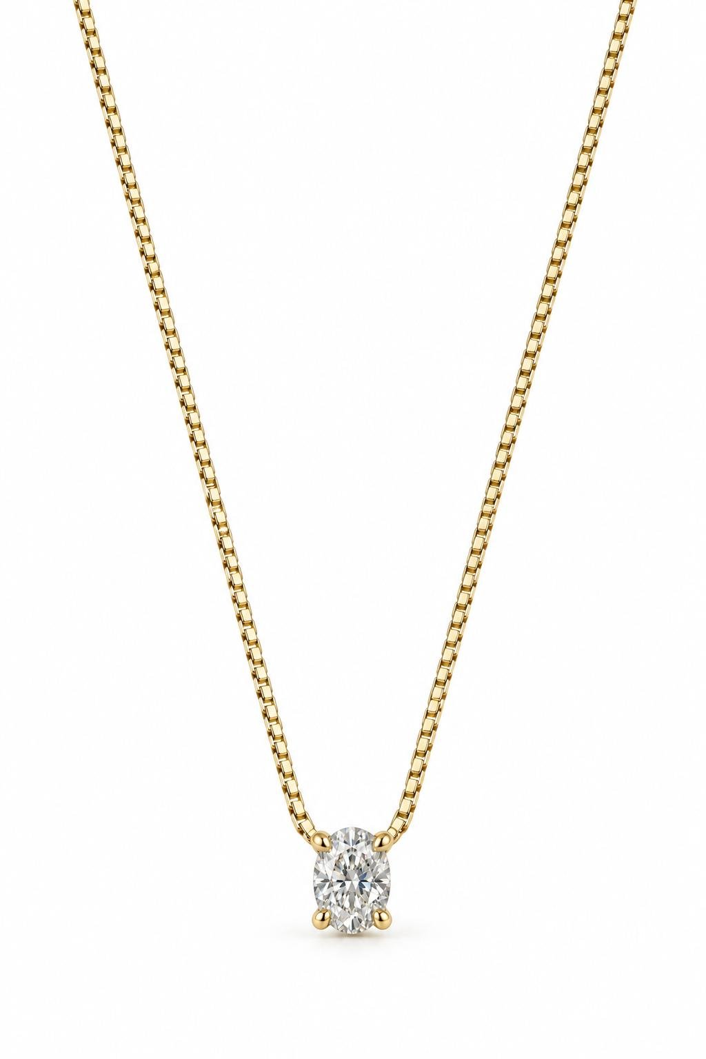 Gold-Dipped 925 Sterling Silver Solitaire Necklace