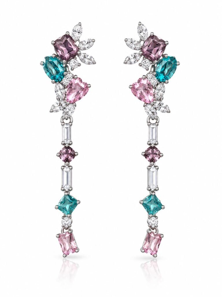 Multicolor Floral Drop Earrings | 925 Sterling Silver Gold Dipped