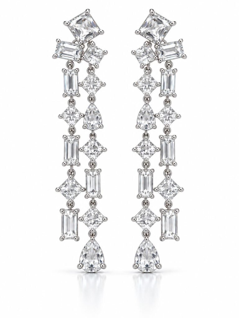 Multicolor Crystal Drop Earrings | 925 Sterling Silver Gold Dipped