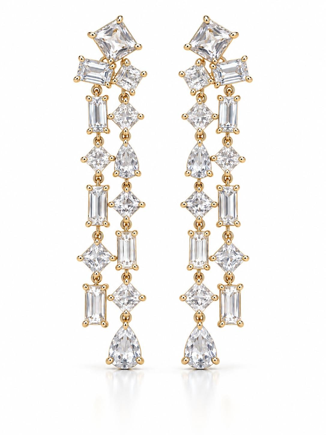 Multicolor Crystal Drop Earrings | 925 Sterling Silver Gold Dipped - Image 3