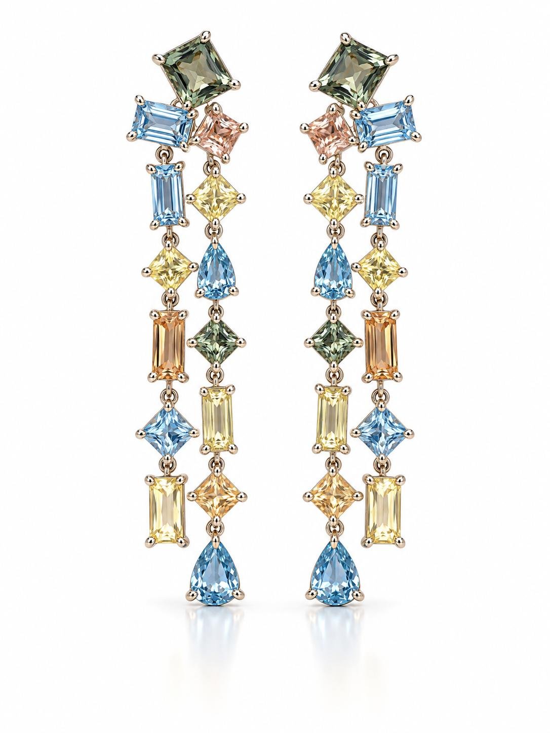 Multicolor Crystal Drop Earrings | 925 Sterling Silver Gold Dipped - Image 2